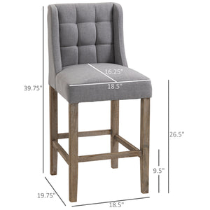 Modern upholstered and padded bar stools, grey