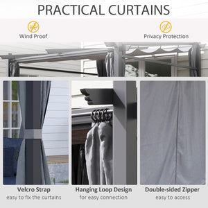 Metal pergola with sliding roof, retractable pergola, 3 m x 3 m, dark grey