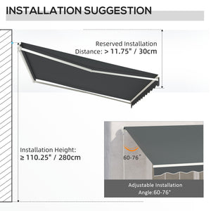 Electric outdoor awning 9.8 x 12.8 with remote control, grey 