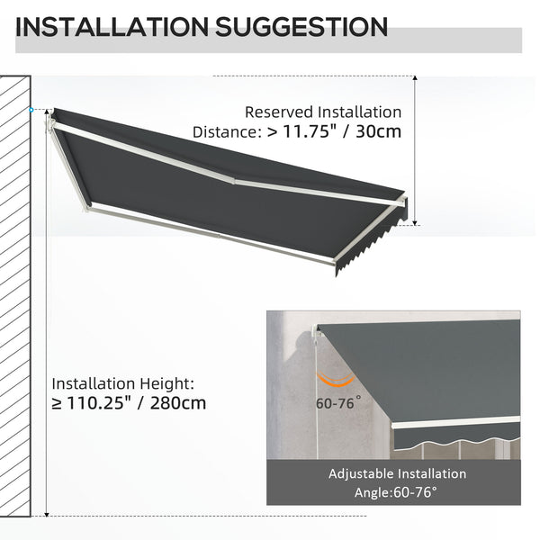Electric outdoor awning 9.8 x 12.8 with remote control, grey 
