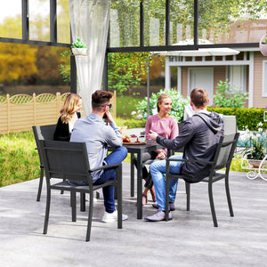 Square outdoor dining table for 4 people with steel and aluminum frame, black