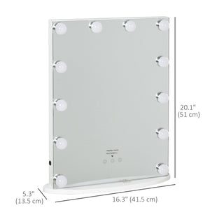 Lighted Makeup Mirror with 12 Dimmable LED Bulbs, White