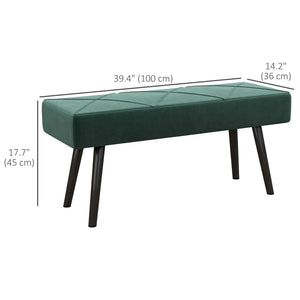 Modern Upholstered Bedroom Bench with Steel Legs, Green