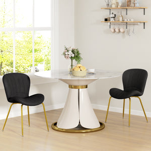 Set of 2 dining chairs with upholstered backrest, black