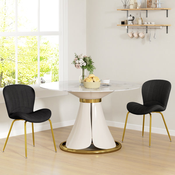 Set of 2 dining chairs with upholstered backrest, black