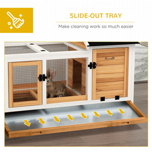 Rabbit cage with wheels, ramp, run, and tray