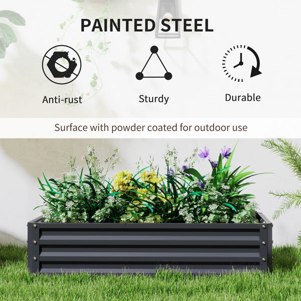 Set of 2 grey galvanized raised planters 