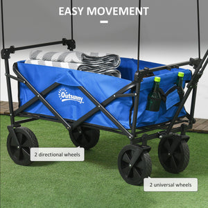 Folding garden cart with steel frame, dark blue