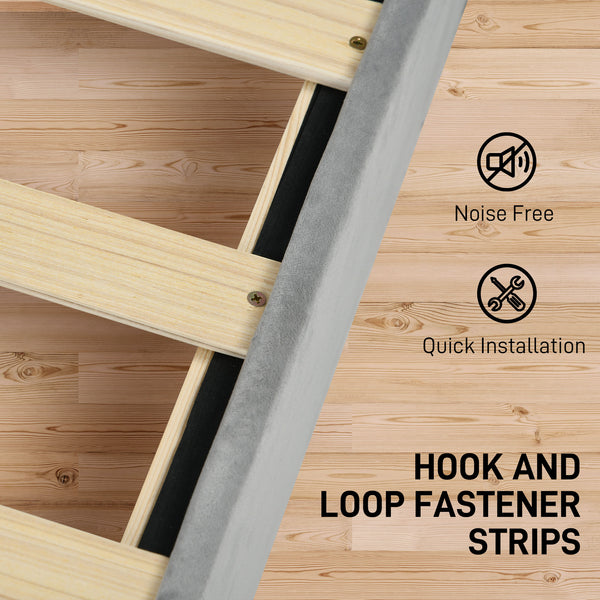 Double bed frame with headboard, 2 drawers, without slatted base, light grey