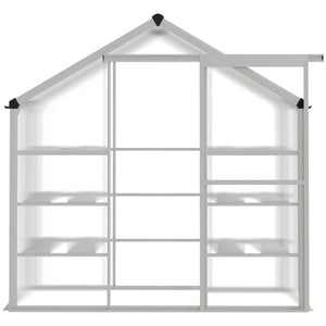 Outdoor polycarbonate greenhouse with 3-tier shelves, sliding door and aluminum frame