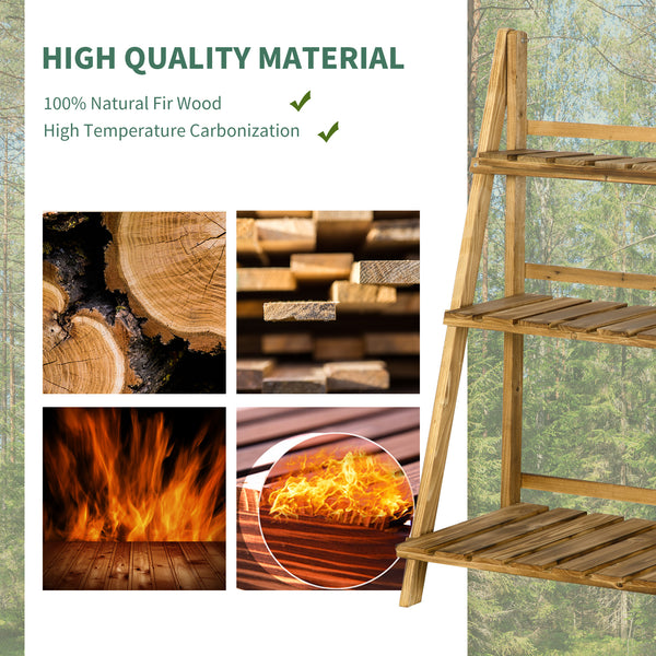 3-Tier Folding Wooden Plant Stand for Garden