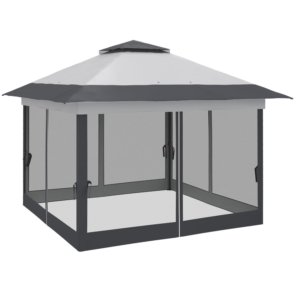 12' x 12' Folding Tent, Instant Shelter with Steel Frame, Dark Grey