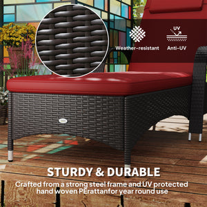 Chaise longue with headrest, 5-level adjustable, backrest, casters, deep coffee and wine red