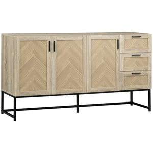 Sideboard, coffee bar cabinet with drawers and adjustable shelves, oak color