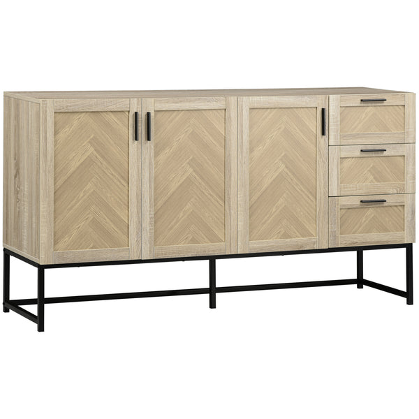 Sideboard, coffee bar cabinet with drawers and adjustable shelves, oak color