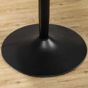 Modern kitchen table for 2 people, round table with steel base for living room or dining room, black