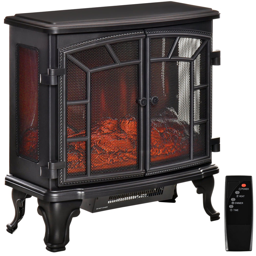 Electric Fireplace with Realistic Flame Effect 750W/1500W, Black