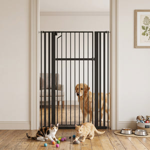 55-inch tall pet gate, adjustable width, black