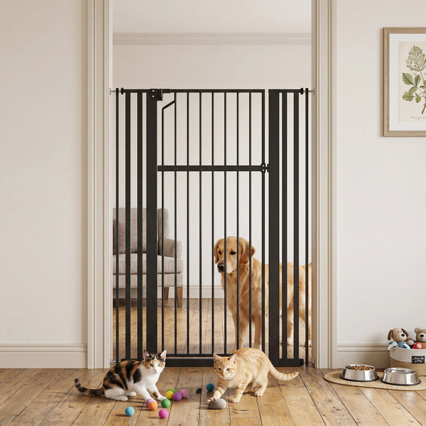 55-inch tall pet gate, adjustable width, black
