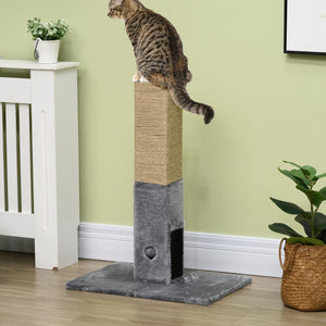 79cm High Cat Tree with Hanging Balls, Grooming Brushes and Stable Base, Grey