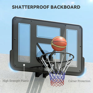 43-inch Reinforced and Impact Resistant Wall Mounted Basketball Hoop and Net