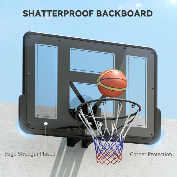 43-inch Reinforced and Impact Resistant Wall Mounted Basketball Hoop and Net