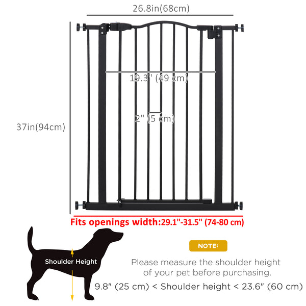 Extra tall dog gate with door, black