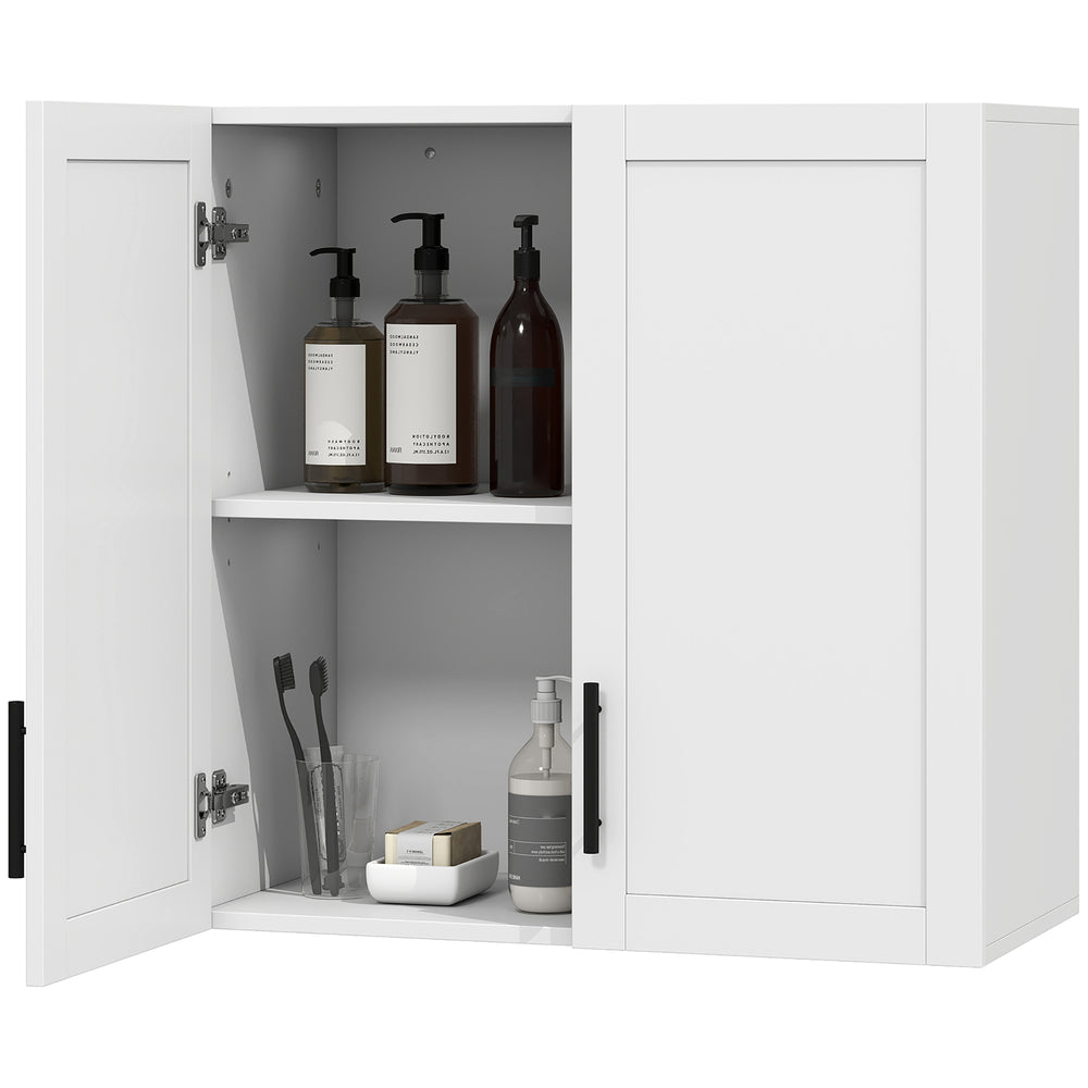Bathroom wall cabinet with 2 doors and adjustable shelf, white