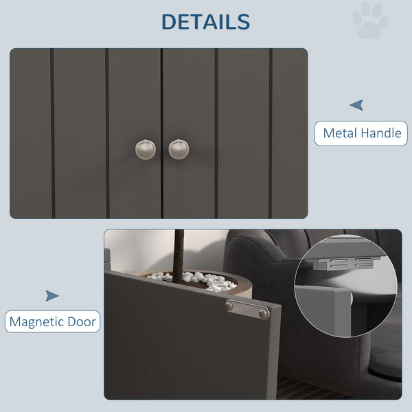 Elevated dog bowls with stand and storage, grey