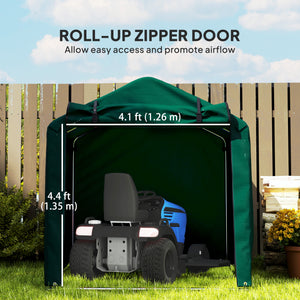 UV-resistant garden shed with roll-up zip door, dark green