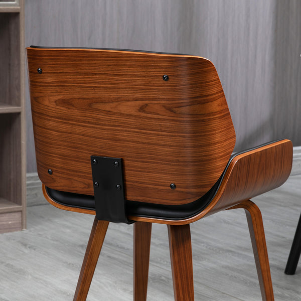 Set of 2 faux leather chairs with padded seats and solid wood legs, black