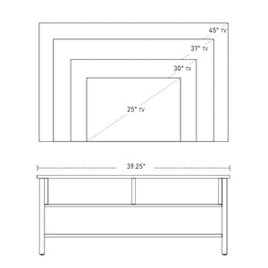Industrial TV stand for flat screens up to 45 inches, rustic brown