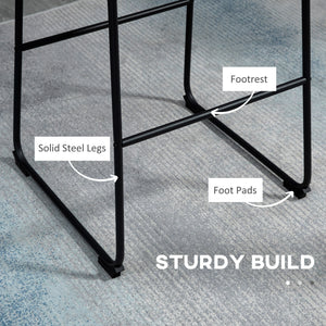 Set of 2 vintage faux leather bar stools, brown