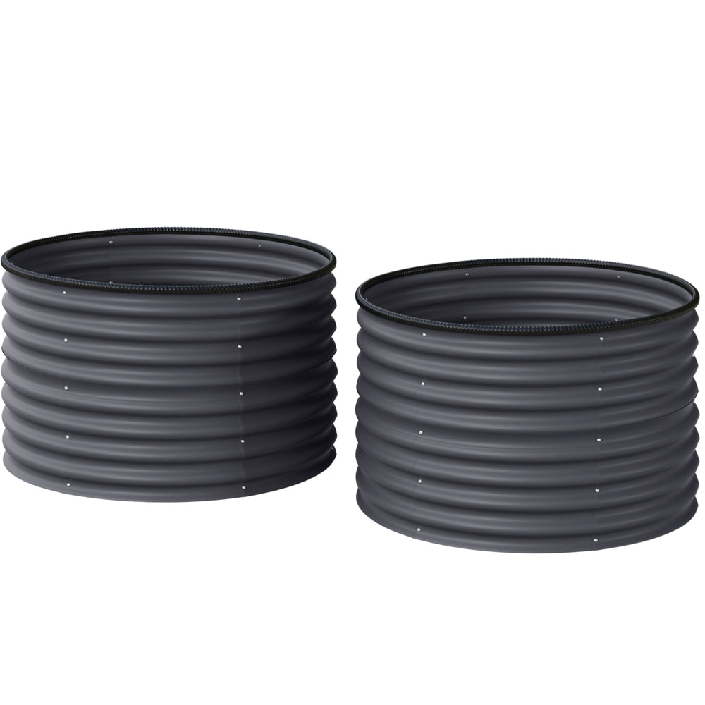 Set of 2 raised garden beds with safety edging
