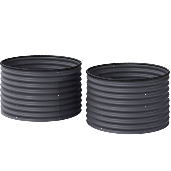 Set of 2 raised garden beds with safety edging