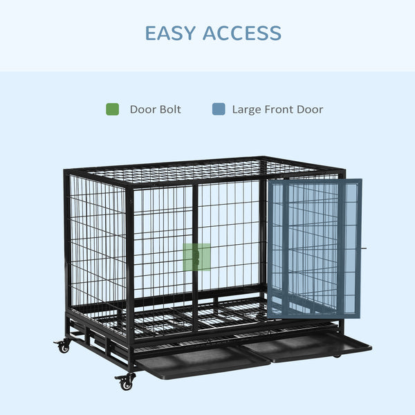 Robust cage with two doors and lockable wheels