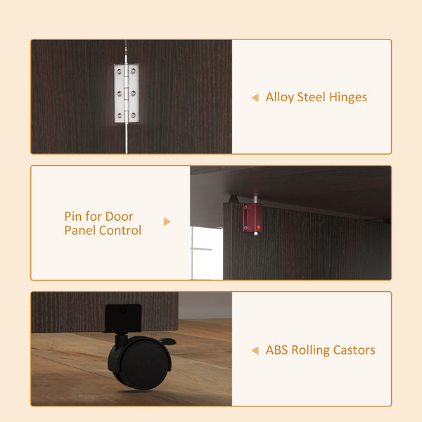 Folding dining table with drawer and storage shelves dark brown