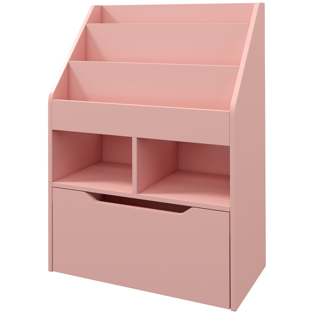 Children's bookcase with storage drawer, pink