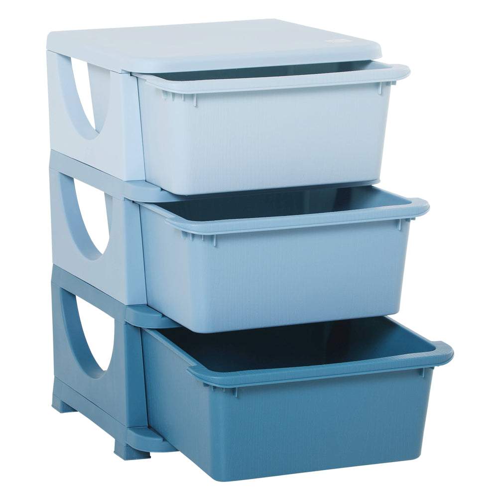 3 Drawer Plastic Kids Toy Organizer, Blue