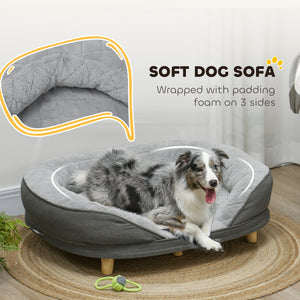 Dog bed for large dogs with removable cushion, washable cover and non-slip feet, grey