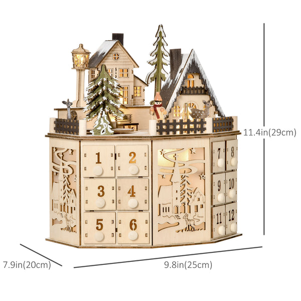24-Day Natural Wooden Christmas Advent Calendar