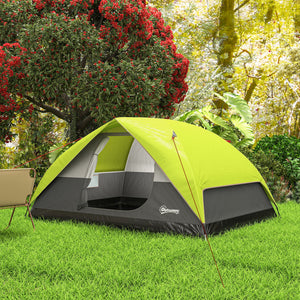 Waterproof camping tent with mesh window, storage pockets and hook