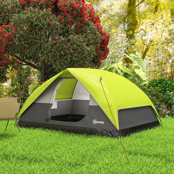 Waterproof camping tent with mesh window, storage pockets and hook