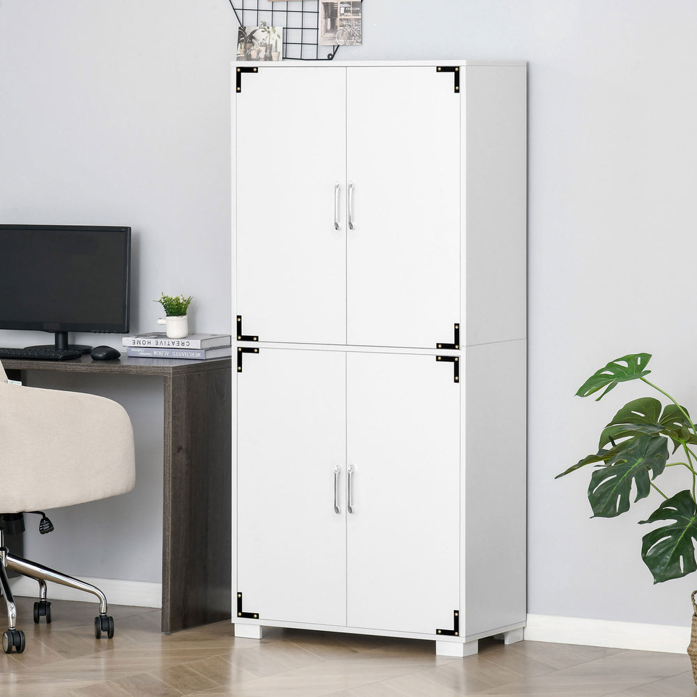 Storage unit with 4 doors and shelves, white