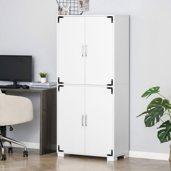 Storage unit with 4 doors and shelves, white