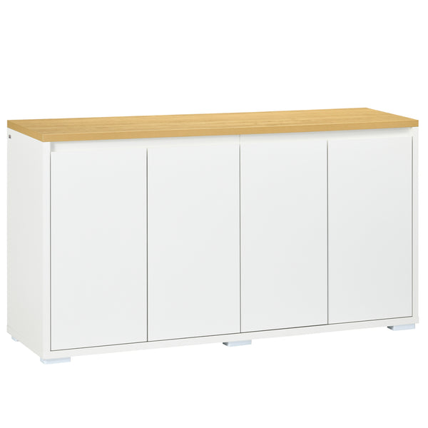 Sideboard with 4 doors and adjustable shelves for kitchen, living room or entryway, white
