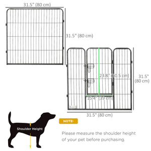 16-Panel Heavy-Duty Steel Dog Playpen with 2 Locking Doors