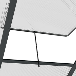 Garden greenhouse with sliding door, grey