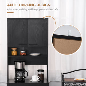 Kitchen buffet with microwave counter, black