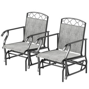 Set of 2 Outdoor Patio Chairs with Thick Breathable Mesh Seat, High Back, Steel Frame, Grey